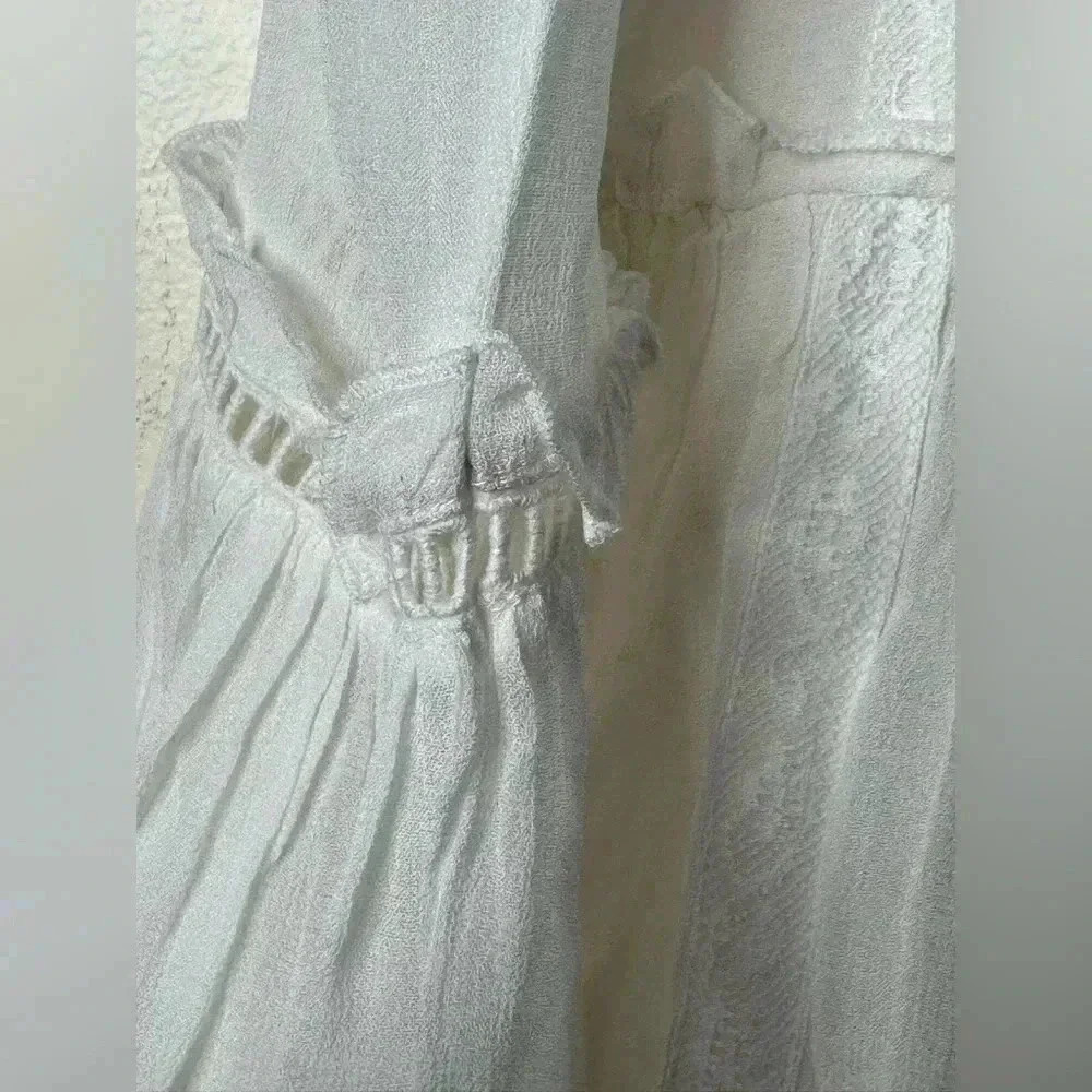 Lulus In the Meadows White Crochet Lace Babydoll Embroidered Trim Dress XS - Picture 13 of 14